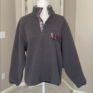 Southern proper gray and plaid fleece all prep pullover